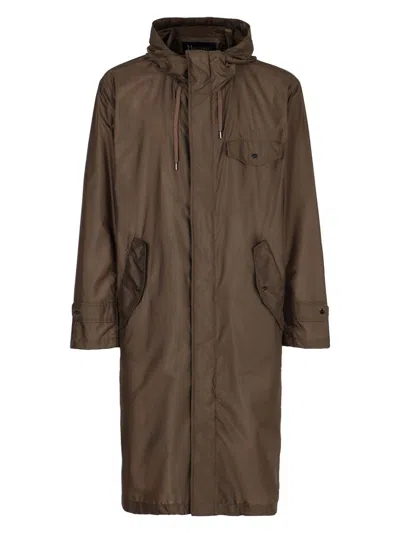 HERNO MEN'S HOODED TECHNO FABRIC RAINCOAT