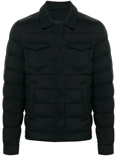 Herno Quilted Polyamide Jacket With Classic Collarclosure In Black