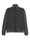 Herno Padded Bomber Jacket With Knitted Sleeves In Gray