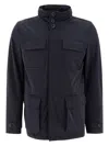 Herno Dark Blue Polyester City Life Jacket With High Collar In Blue