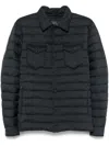 Herno Quilted Blue Coat With Button-up Front In Multicolor
