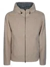 Herno Textured Fabric High-collar Jacket In Brown
