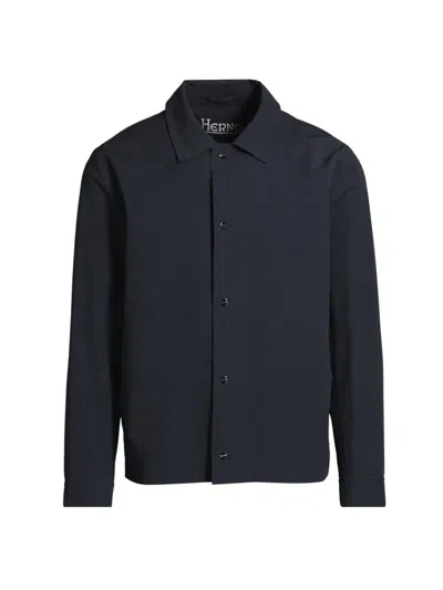 Herno Men's Lightweight Shirt Jacket In Blue