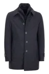Herno Men Long Down Jacket With Buttons In Navy Blue