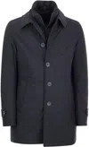 Herno Men Long Down Jacket With Buttons In Navy Blue