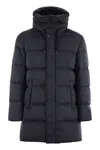 Herno Zip-up Hooded Drawstring Puffer Coat In Blue