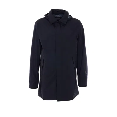 Herno Men Long Raincoat In Black