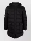 Herno Woven Half Coat With Structured Silhouette In Black