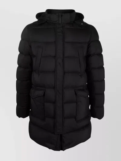 HERNO MEN'S MEDIUM PADDED HOODED LONG JACKET