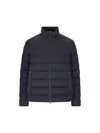 Herno Bomber Jacket In Polished Smooth Wool In Blue
