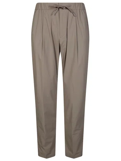 Herno Technical Nylon Relaxed Drawstring Pants In Brown