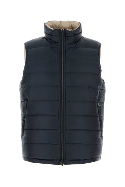 Herno Padded Sleeveless Down Jacket With High Neck In Blue
