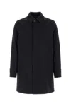 Herno Polyester Raincoat Back Vent Cuffed Sleeves Pockets In Black