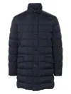 Herno Black Mid-length Quilted Down Jacket In Blue
