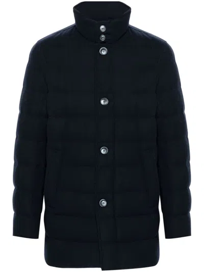 HERNO MEN'S NAVY RECYCLED CASHMERE PADDED JACKET