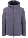 Herno Cropped Jacket With Hood And Pockets In Gray