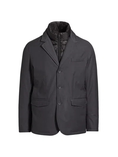 Herno Men's Notch Lapel Solid Down Blazer In Black