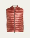 Herno Men's Nylon Ultralight Reversible Bicolor Vest In Red
