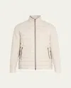 Herno Men's Padded Silk-cashmere Zip Jacket In Ivory