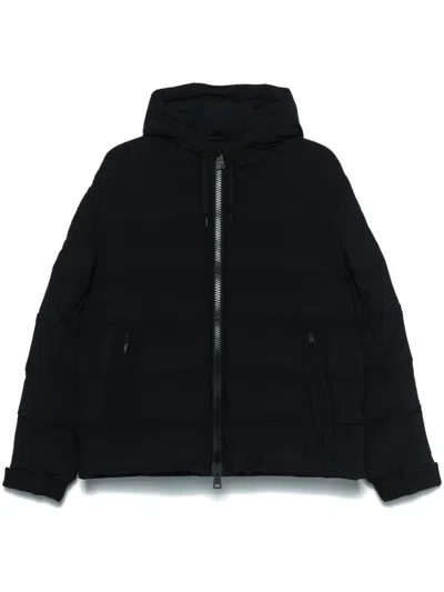 Herno Men Piumino Bomber Con Cappuccio In Stretch Sweater In Black