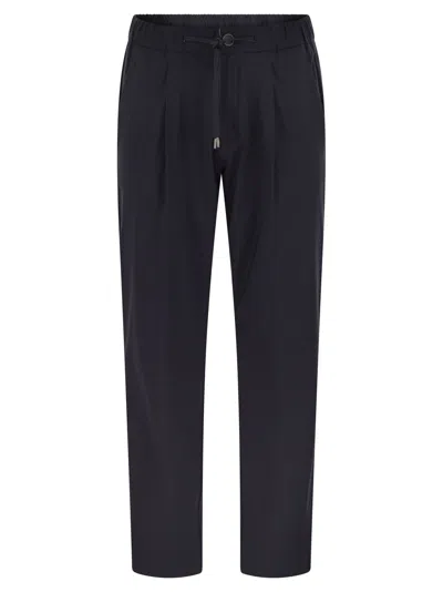 Herno Tech Wool Trousers In Blue