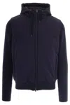 Herno Double-fabric Wool Hooded Jacket In Blue
