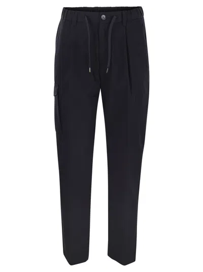 Herno Men Pure Cotton Resort Cargo Trousers In Blue