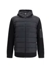 Herno Men Quilted Bomber Jacket With Wool Sleeves In Black
