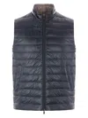 Herno Two-tone Reversible Nylon Ultralight Vest In Blue