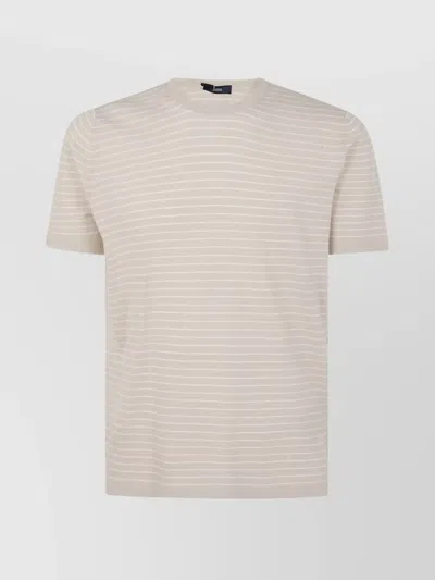 HERNO MEN'S ROUND NECK SHORT SLEEVE STRIPED SWEATER