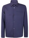 Herno Long Sleeve Collared Shirt Jacket With Pocket In Blue