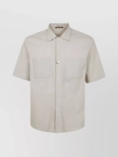 Herno Men's Short Sleeve Textured Fabric Shirt In Neutral
