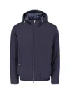 Herno Blue Technical Fabric Hooded Jacket In Blue