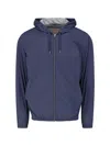 Herno Hooded Coat Drawstring Hood Elastic Cuffs In Blue