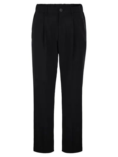 Herno Men Stretch Tailored Trousers In Wool Blend In Black