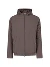 Herno Hooded Coat Packable Design Elastic Hem In Brown