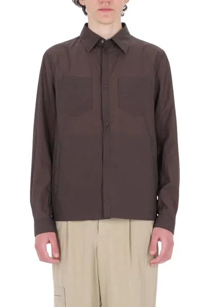 Herno Double Layer Ripstop Nylon Shacket In Brown