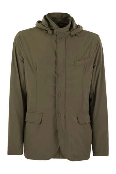 HERNO MEN'S TECHNICAL FABRIC JACKET WITH HOOD