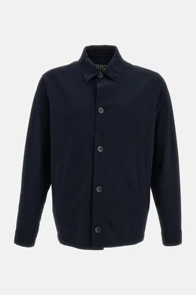 Herno Shirt-construction Jacket In Blue