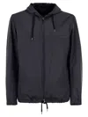 Herno Men Technical Windbreaker With Adjustable Hood In Blue