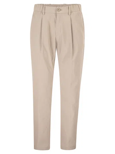 Herno Mechanical Stretch Twill Fabric Trousers In Neutral