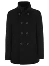 Herno Double-breasted Padded Stretch-shell Down Peacoat In Black