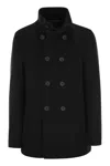 Herno Double-breasted Padded Stretch-shell Down Peacoat In Black