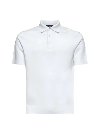 Herno Men White Knit Effect Jersey Polo Shirt