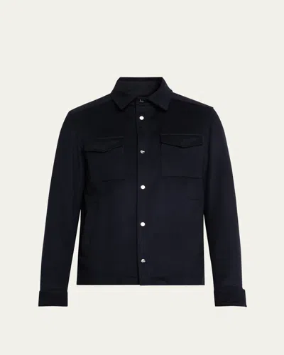 Herno Men's Wool And Cashmere Shirt In Blue