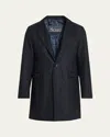 Herno Men's Wool-blend Herringbone Top Coat In Black