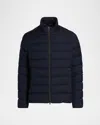 Herno Bomber Jacket In Polished Smooth Wool In Blue