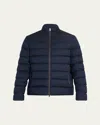 Herno Bomber Jacket In Polished Smooth Wool In Blue