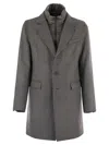 Herno Coat With Detachable Collar In Gray
