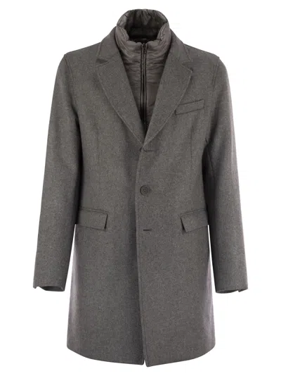HERNO HERNO MEN WOOL COAT WITH BIB